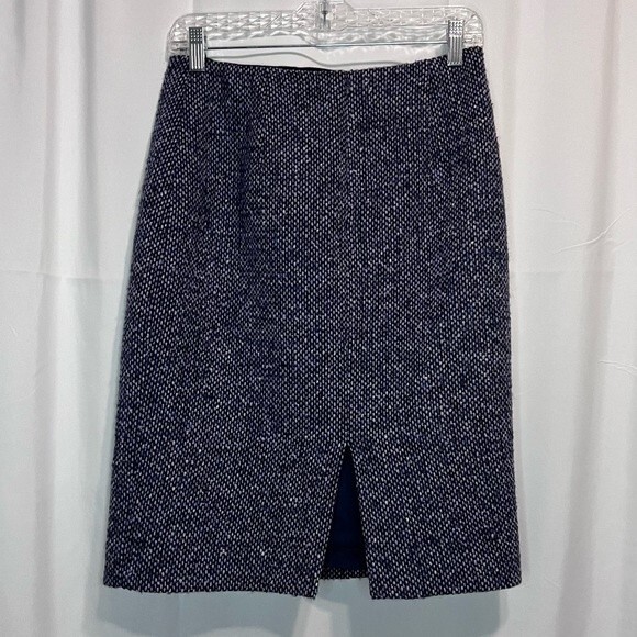 Vintage Worth Wool Purple Tweed Pencil Skirt Slit Size 6 Twee Preppy - Picture 4 of 7